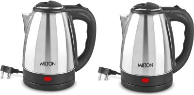 MILTON Go Electro 1.5 Stainless Steel Electric Kettle, (2 -Pcs Combo Kettle (1.5 Ltrs) Electric Kettle(1.5 L, Silver)