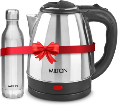MILTON Go Electro 1.5 L & Bliss 600 Water Bottle, 500 ml Electric Kettle(1500 L, Silver)