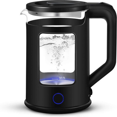 LAVNIK Electric Kettle, Window-Glass Double Wall Design Electric Tea Kettle Multi Cooker Electric Kettle(1.8 L, Black)