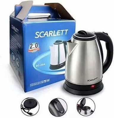 BazaarNest Scarlett Electric Kettle 2 LTR, Tea Coffee Maker Water Boiler Electric Kettle(2 L, Silver)