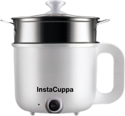 InstaCuppa 3-in-1 Cook Kettle WideMouth Pot, 2 Temp Settings -Busy Moms: Boil, Cook & Steam Multi Cooker Electric Kettle(1.2 L, White - Steel)