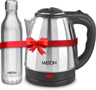 MILTON Go Electro 1.5 L & Bliss 900 Water Bottle, 790 ml Electric Kettle(1500 L, Silver)