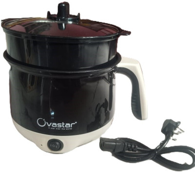 Hariom Multi Cook Kettle Cooks Noodles, Pasta Steamed Momos, Vegetables and Eggs Electric Kettle(1.8 L, Black)