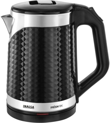 Inalsa Prism BK Double Wall| 1500W |Diamond Cut Design |Stainless Steel Inner Body Electric Kettle(1.8 L, Black)