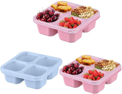 HM EVOTEK Portable Divided Food Container for Candy Pasta Dried Fruits Dinnerware Home S1 4 Containers Lunch Box(1200 ml)