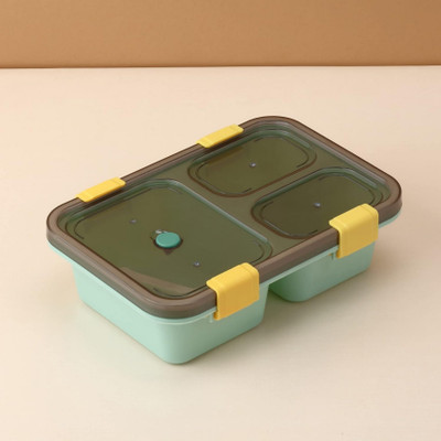 Masox Store Plastic 3 Compartment Lunch Box for School Multicolor Lunch Box with Spoon U1 3 Containers Lunch Box(900 ml)