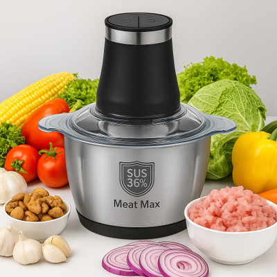 SAMVAT 2L Stainless Steel Electric Food Chopper with 500W Motor & Dual Speed Control Electric Meat Grinder