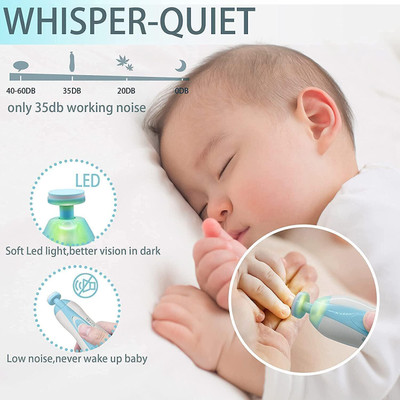 credebs New Baby Nail File Electric,Baby Nail Trimmer Heads Safe(Blue10)
