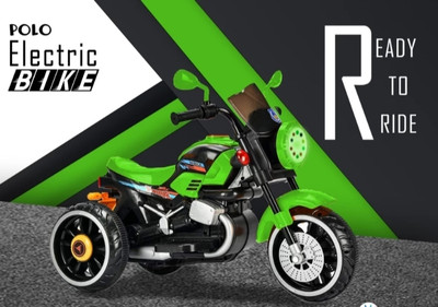 oh baby Polo Battery Operated Foot Accelerator Ride On Bike With Multicolor Lights Bike Battery Operated Ride On(Green)