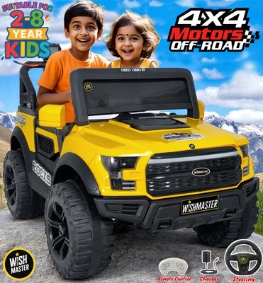 Wishmaster Pobo Kids Driving EV Car For 1-8 Years 4 Motor All Wheel Drive Jeep Battery Operated Ride On(Yellow)