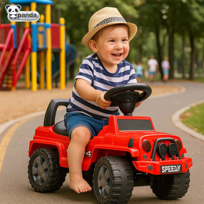 PANDA BABY PRODUCTS Speedy Ride on Jeep for Kids with Music & Light Car Non Battery Operated Ride On(Red)