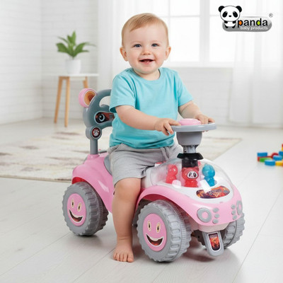 PANDA BABY PRODUCTS Kids Ride-On Push Car with Steering Wheel and Backrest Support Car Non Battery Operated Ride On(Pink)