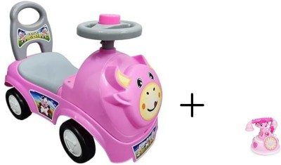 Myhoodwink Ride on Swing & Twist Magic Car Toy + Musical Landline Toy for Kids 1 to 7 Yrs. Car Non Battery Operated Ride On(Pink)