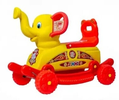 Smiley Bell PLASTIC ELEPHANT WITH ROCKING FUNCTION,AMAZING COLOR Car Non Battery Operated Ride On(Red)