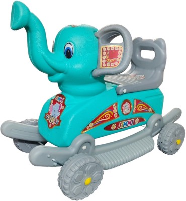 Maanit Baby Elephant Rider for Kids 1-5 Years Rideons & Wagons Non Battery Operated Ride On(Light Blue, Silver)