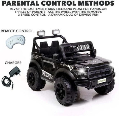 oh baby pobo jeep kids car, Battery Operated, Ride On jeep,Remote control, USB player. Jeep Battery Operated Ride On(Black)