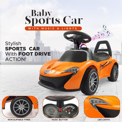 Razz BAzz Kids car music and lights, 1 to 4 years, kids toy car ride on mc laren Rideons & Wagons Non Battery Operated Ride On(Orange)