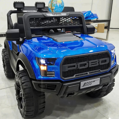 SmallBoyToys POBO (1-8Yrs) 4X4 Blue Kids Car 4 MOTORS Jeep Battery Operated Ride On(Blue)