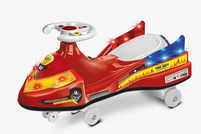 LITTLEPUP Fire Kids Swing Car With Light Music & Smoke Rideons & Wagons Non Battery Operated Ride On(Red)