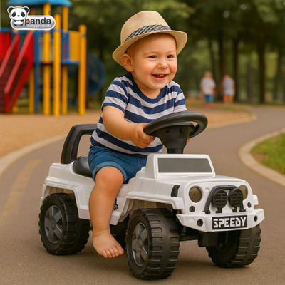 PANDA BABY PRODUCTS Speedy Ride on Jeep for Kids with Music & Light Car Non Battery Operated Ride On(White)