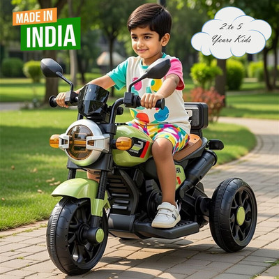 LITTLE RIDES Battery Operated Bike for Kids with Foot Accelerator/Music with LED Light Bike Battery Operated Ride On(Green)