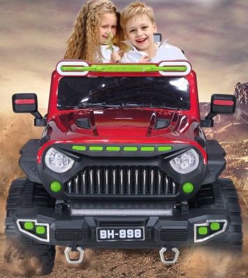 Toyify Mart Big Size 4x4 Kids Electric Jeep with 2 Seat Option | 4 Motor | 12V Battery Jeep Battery Operated Ride On(Red)