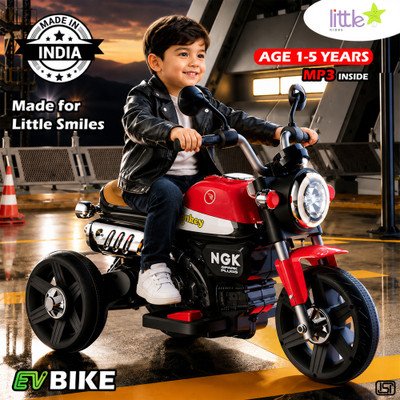 LITTLE RIDES Battery Operated Bike for Kids with Foot Accelerator & Music with LED Light Bike Battery Operated Ride On(Red)