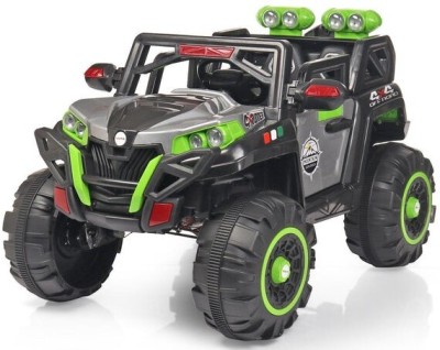 oh baby 2188 GRAY 4X4 Monster Wheel (1-10 Years) Battery ride on Jeep Battery Operated Ride On(Silver, Green)