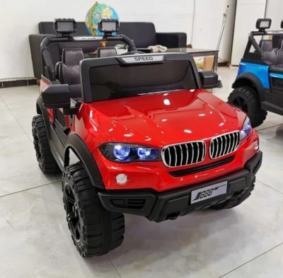 oh baby BMW 12V Electric Ride On Car For Kids With Remote Control, Music Light 1-6 Yrs Jeep Battery Operated Ride On(Red)