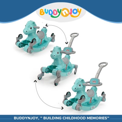 Buddynjoy 3in1 Rideon Horse for Kids 1 Years+, Horse Rider for kids Rideons & Wagons Non Battery Operated Ride On(Blue)