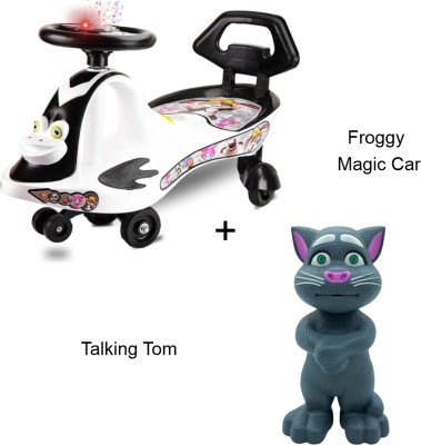Myhoodwink Ride On Swing & Twist Magic Car Toy + Talking Tom Toy for Kids 1 to 7 Yr Car Non Battery Operated Ride On(Black, White)