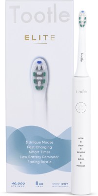 tootle Elite Electric Toothbrush, 5Mode, 60Day Battery Life, Includes 2 BrushHead Electric Toothbrush(White)