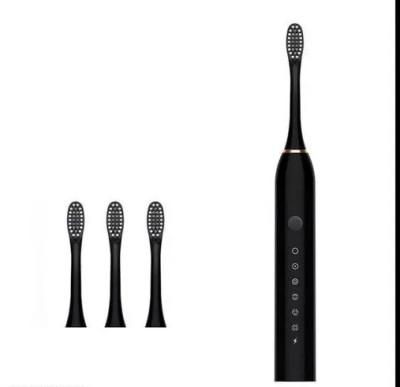 Shrusti Rechargeable UltrasonicTooth Brush with SmartTimer IPX7Waterproof for Adults Electric Toothbrush(Black)