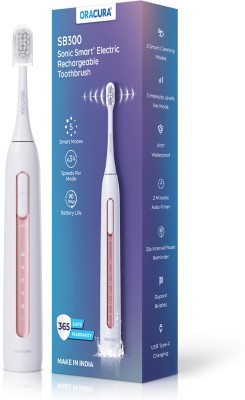 ORACURA SB300 Sonic Smart Electric Rechargeable Toothbrush | 36,000 strokes/min Electric Toothbrush(Peach)