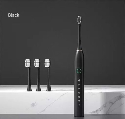 Shrusti Rechargeable Electronic Toothbrush with 6 Modes & 4 Brush Heads Fast Charging Electric Toothbrush(Black)
