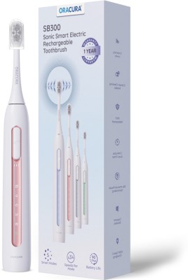 ORACURA SB300 Sonic Smart Electric Rechargeable Toothbrush | 36,000 strokes/min Electric Toothbrush(Peach)