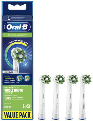 Oral-B Cross Action, Soft Brush Heads (For Vitality/Pro/Smart Series), Pack of 4 Electric Toothbrush(White)