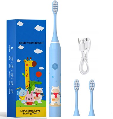 US1984 Rechargeable Sonic Smart Kids Toothbrush 5 Modes 3 Brush Heads 30 Days backup Electric Toothbrush(Blue)