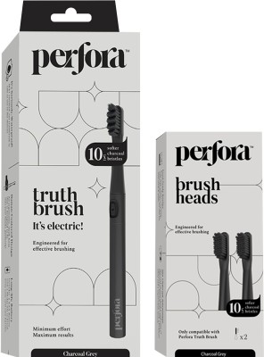 Perfora EB-03 Electric Tooth Brush With 3 Brush Heads, Battery Powered Electric Toothbrush(Charcoal Grey)