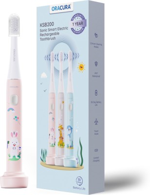 ORACURA KSB200 Kids Sonic Rechargeable Electric Toothbrush | 15,000 Strokes/minute Electric Toothbrush(Pink)
