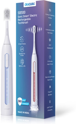 ORACURA SB300 Sonic Smart Electric Rechargeable Toothbrush | 36,000 strokes/min . Electric Toothbrush(Blue)