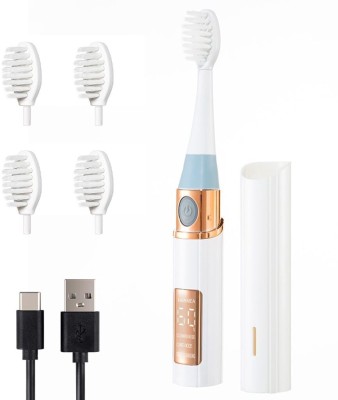 HANNEA USB Electric Toothbrush Digital Display Ultra-sonic Electric Toothbrush Electric Toothbrush(White)