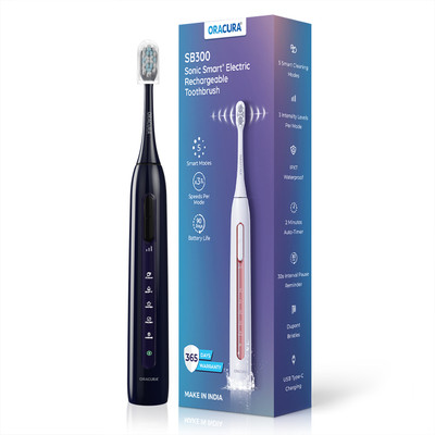 ORACURA SB300 Sonic Smart Electric Rechargeable Toothbrush | 36,000 strokes/min . Electric Toothbrush(Grey)