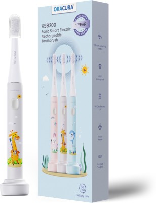 ORACURA KSB200 Kids Sonic Rechargeable Electric Toothbrush | 15,000 Strokes/minute Electric Toothbrush(Grey)