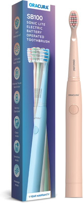 ORACURA SB100 Sonic Lite Electric Battery Operated Toothbrush With 36,000 Strokes/minute Electric Toothbrush(Peach)