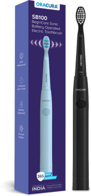 ORACURA SB100 Sonic Lite Electric Battery Operated Toothbrush With 36,000 Strokes/minute . Electric Toothbrush(Black)
