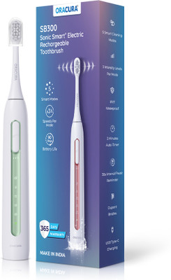 ORACURA SB300 Sonic Smart Electric Rechargeable Toothbrush | 36,000 strokes/min Electric Toothbrush(Green)
