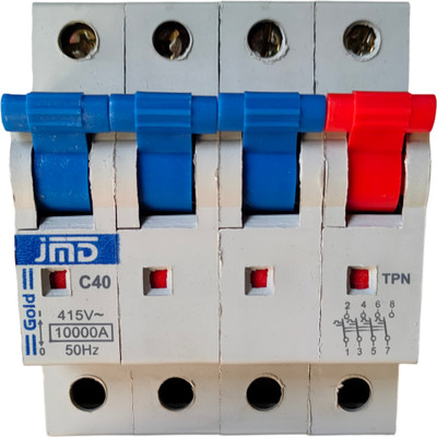 jmD Gold 40/A TPN C-Curve 415-V/10000A/BC 50-HZ ISI Mark Triple Pole Neutral 40A/TPN MCB(3)