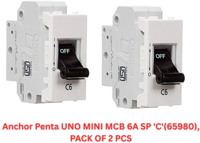 ANCHOR 65980 Penta UNO MINI MCB 6A SP 'C'(Pack of 2), MCB(1)