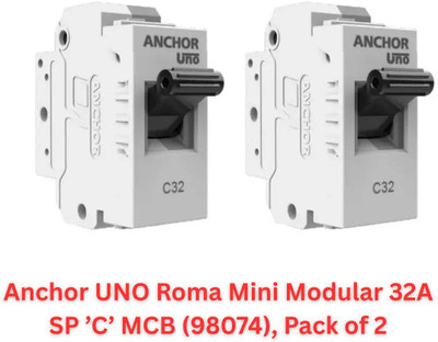 ANCHOR UNO Roma Mini Modular 32A SP ’C’ MCB (98074), Pack of 2, MCB(1)